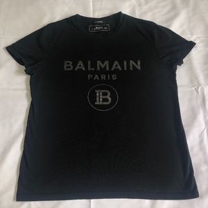 Balmain Paris Black Short-Sleeve T-Shirt Large Mens